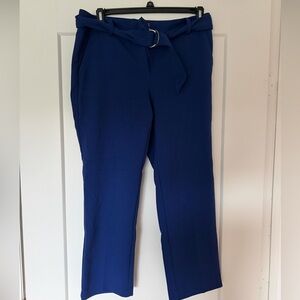 LOFT Riviera Slim D-Ring Belted Straight-Leg Trousers - Blue